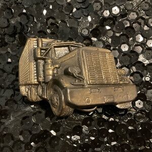 3D Semi Truck Belt Buckle #3250 brass color likely vintage
